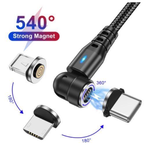 540 Degree Rotary Magnetic Adhesive Data Cable Blind Magnetic Charging Cable Three In One
