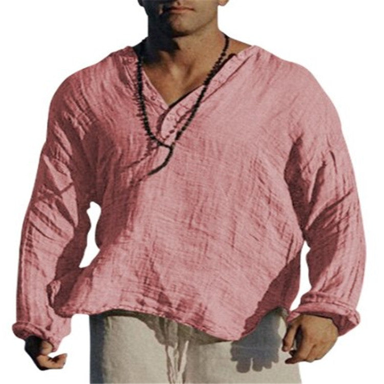 Men's Summer Loose Cotton Linen Casual Shirt
