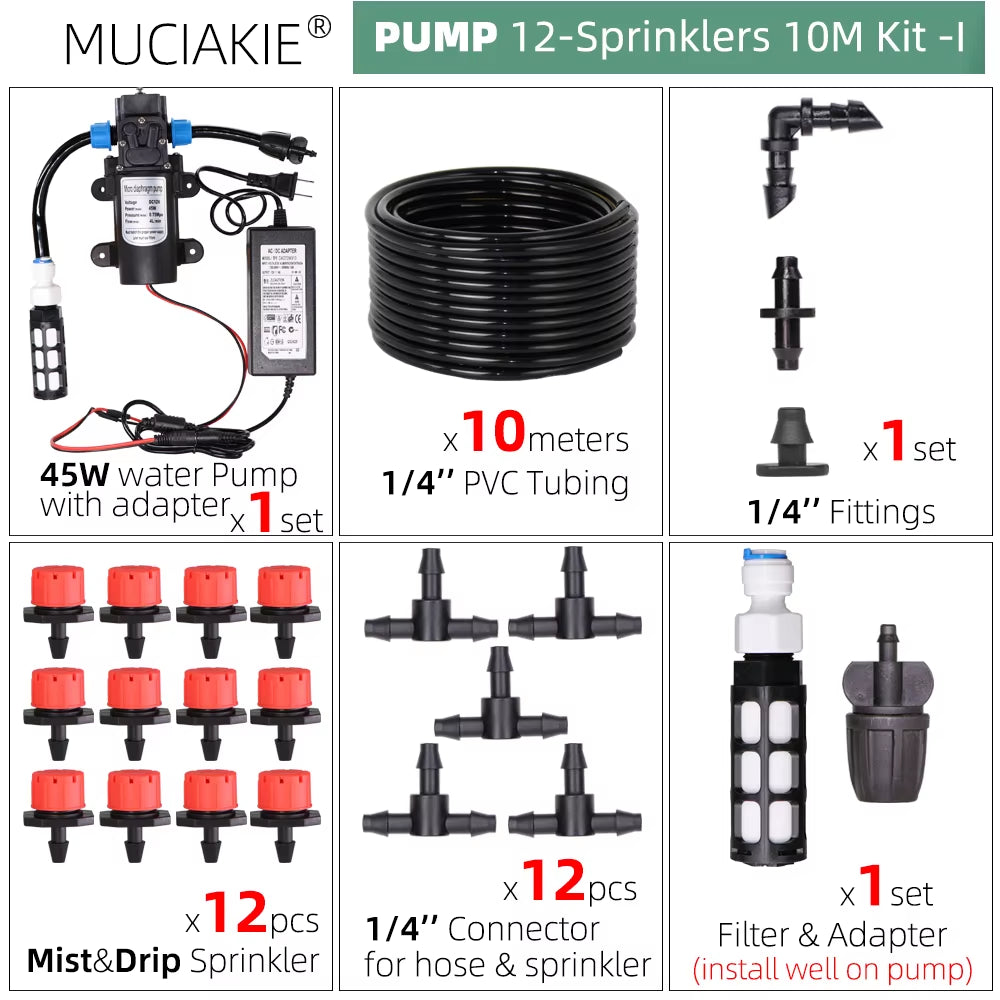 50M-5M DIY Drip Irrigation System Automatic Watering Garden Hose Micro Drip Watering Kits with Adjustable Drippers