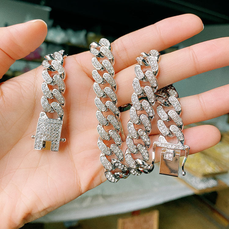 Mens Fashion Simple Full Diamond Cuba Necklace