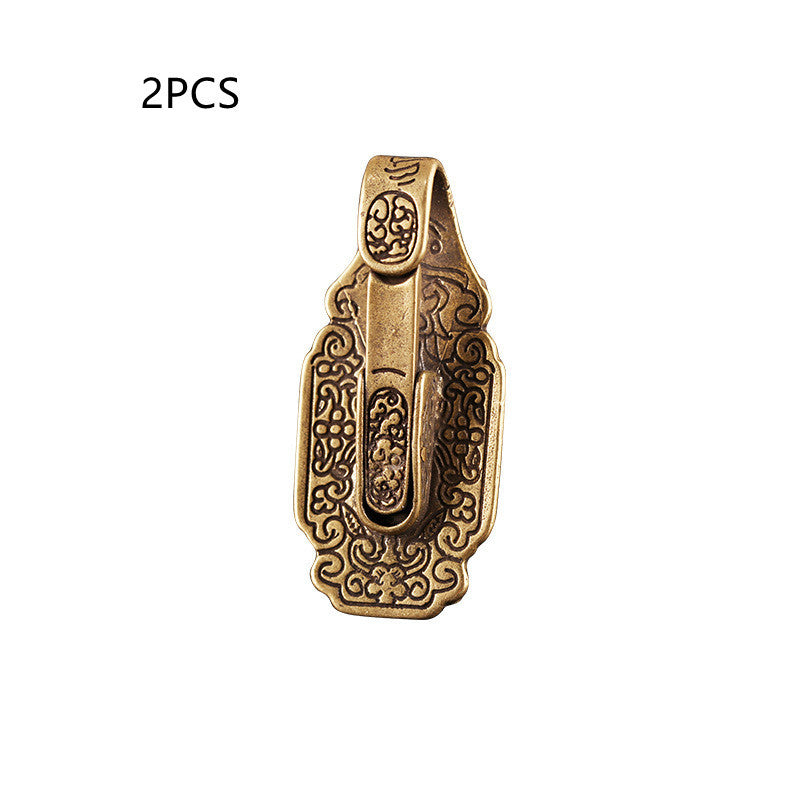 Mens Fashion Vintage Waist Plate Jade Pendant Belt Keychain