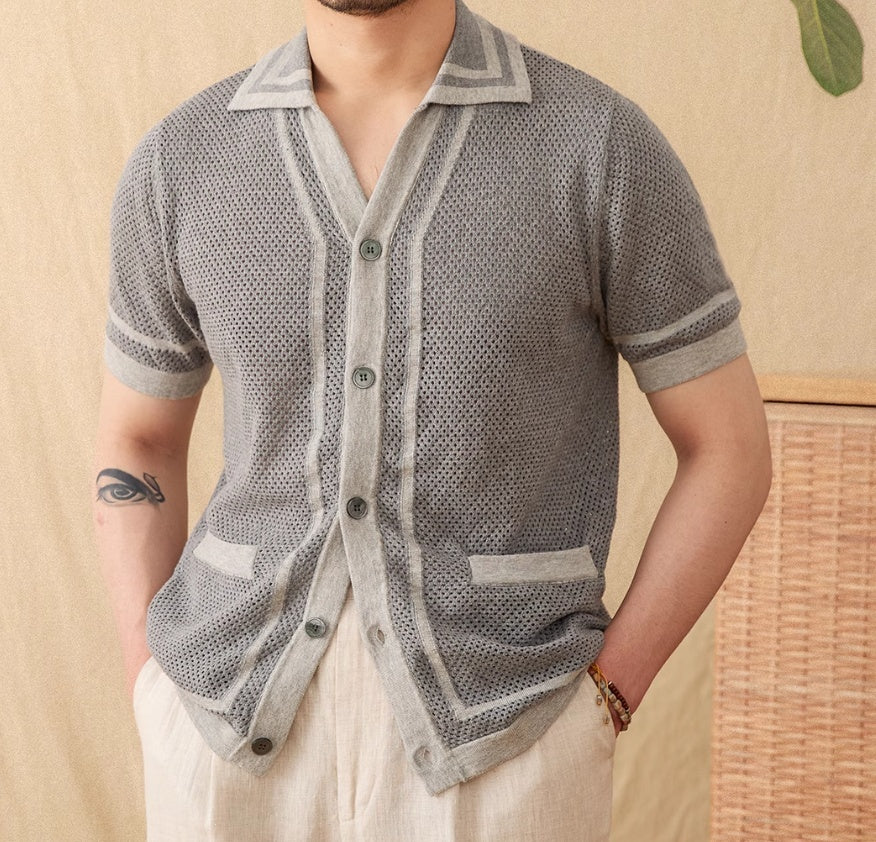 Special Preppy Style Short Sleeve Hollow Cardigan