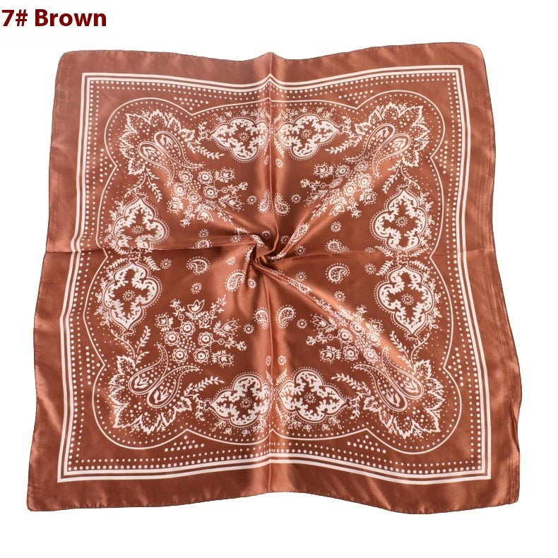 Vintage Paisley Flower Satin Plain Scarf
