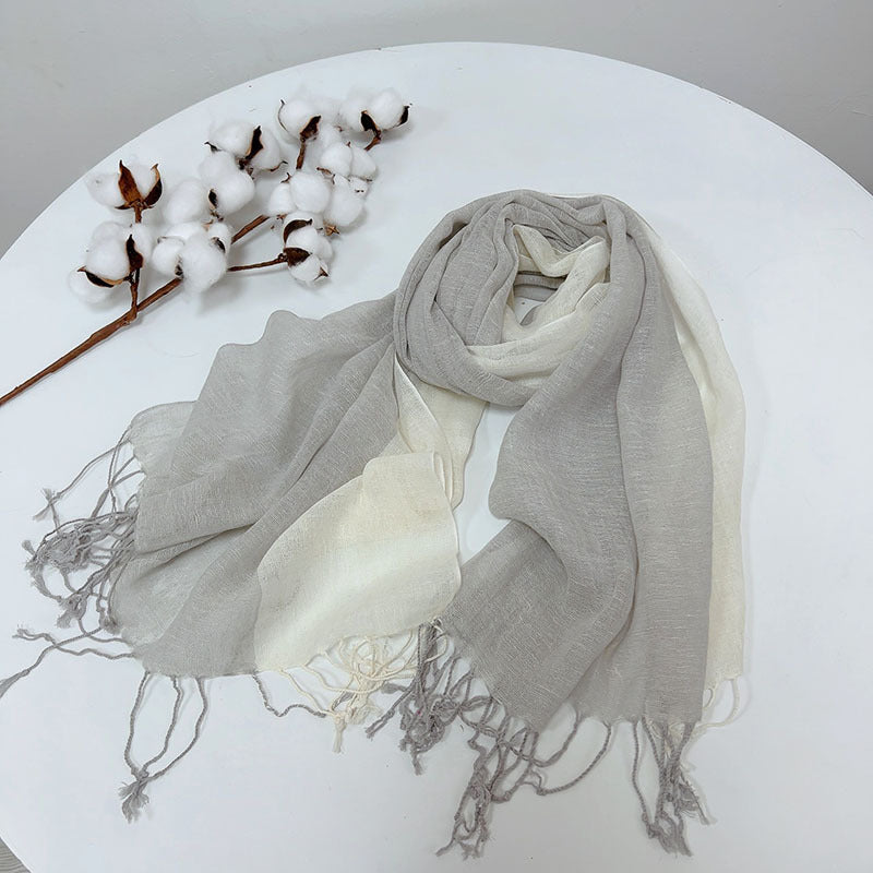 Thin Cotton And Linen Plaid Scarf Soft Neck Shawl