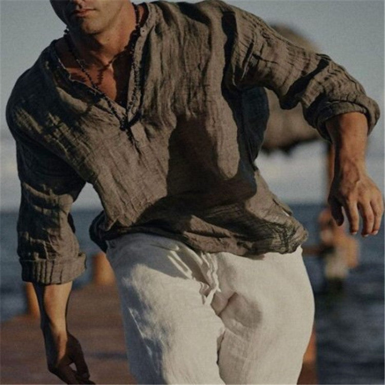 Men's Summer Loose Cotton Linen Casual Shirt