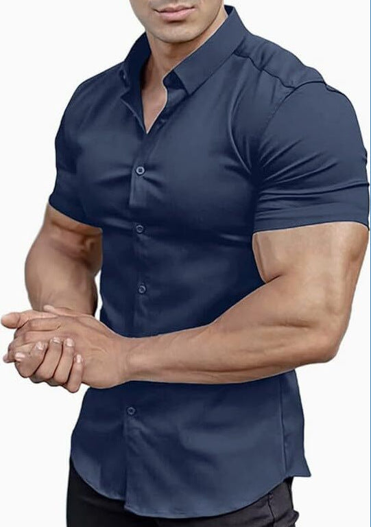 Short Sleeve Printed Shirt Men's Shirt Collar Casual