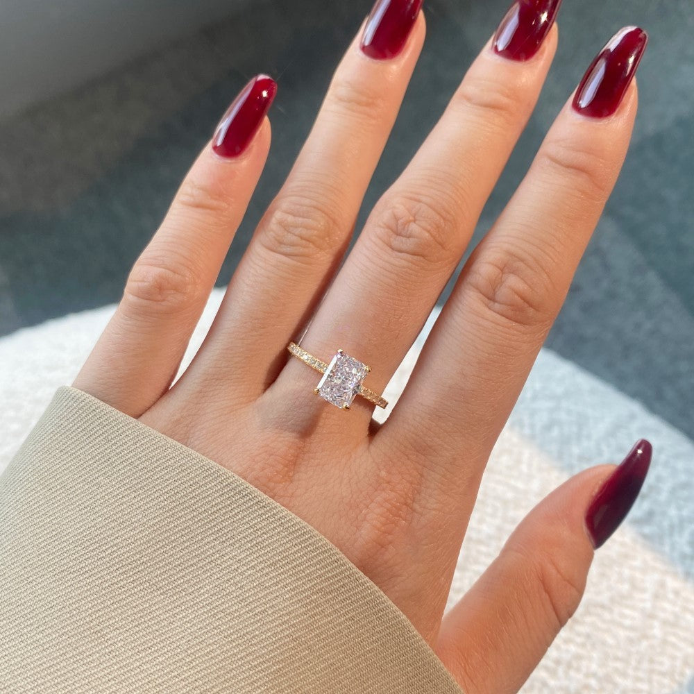 18k Zircon Ring Pure Silver High Carbon Diamond
