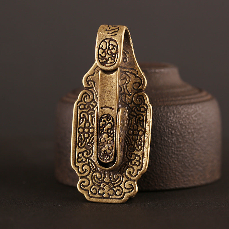 Mens Fashion Vintage Waist Plate Jade Pendant Belt Keychain