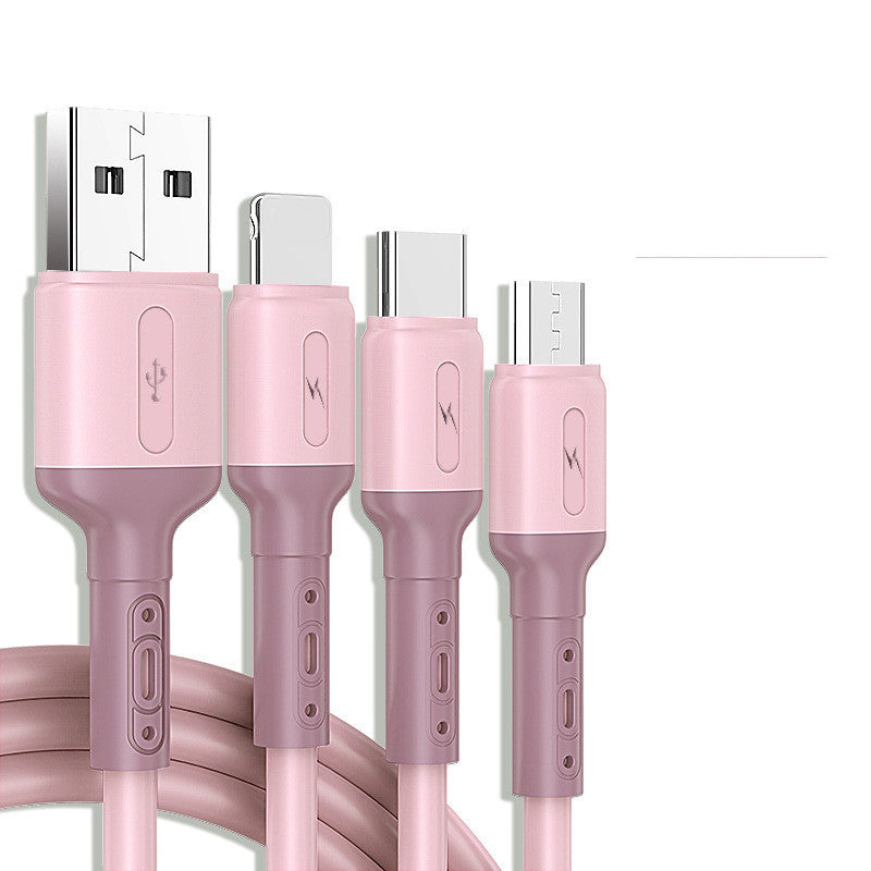 3 In 1 Liquid Silicone 5A Super Fast Charge Cable Micro USB Type C Cable  Charging Wire
