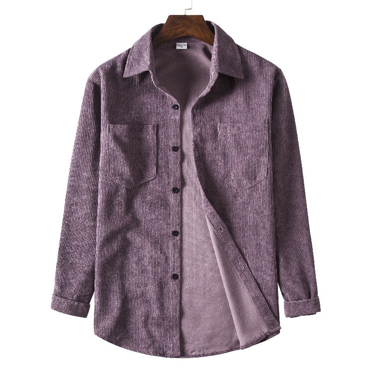 Autumn New Men's Solid-color Corduroy Long Sleeves