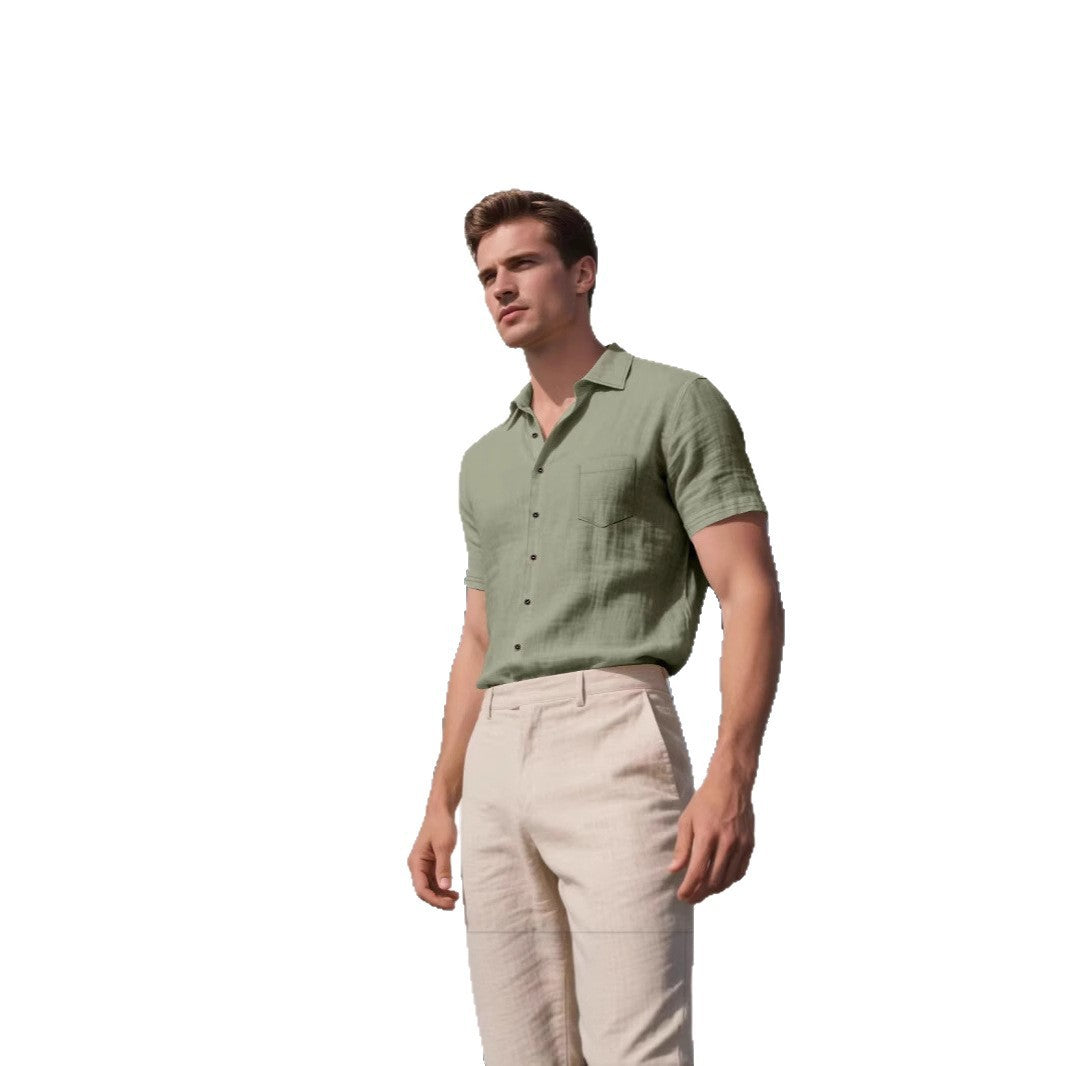 Men's Linen Short-sleeved Shirt