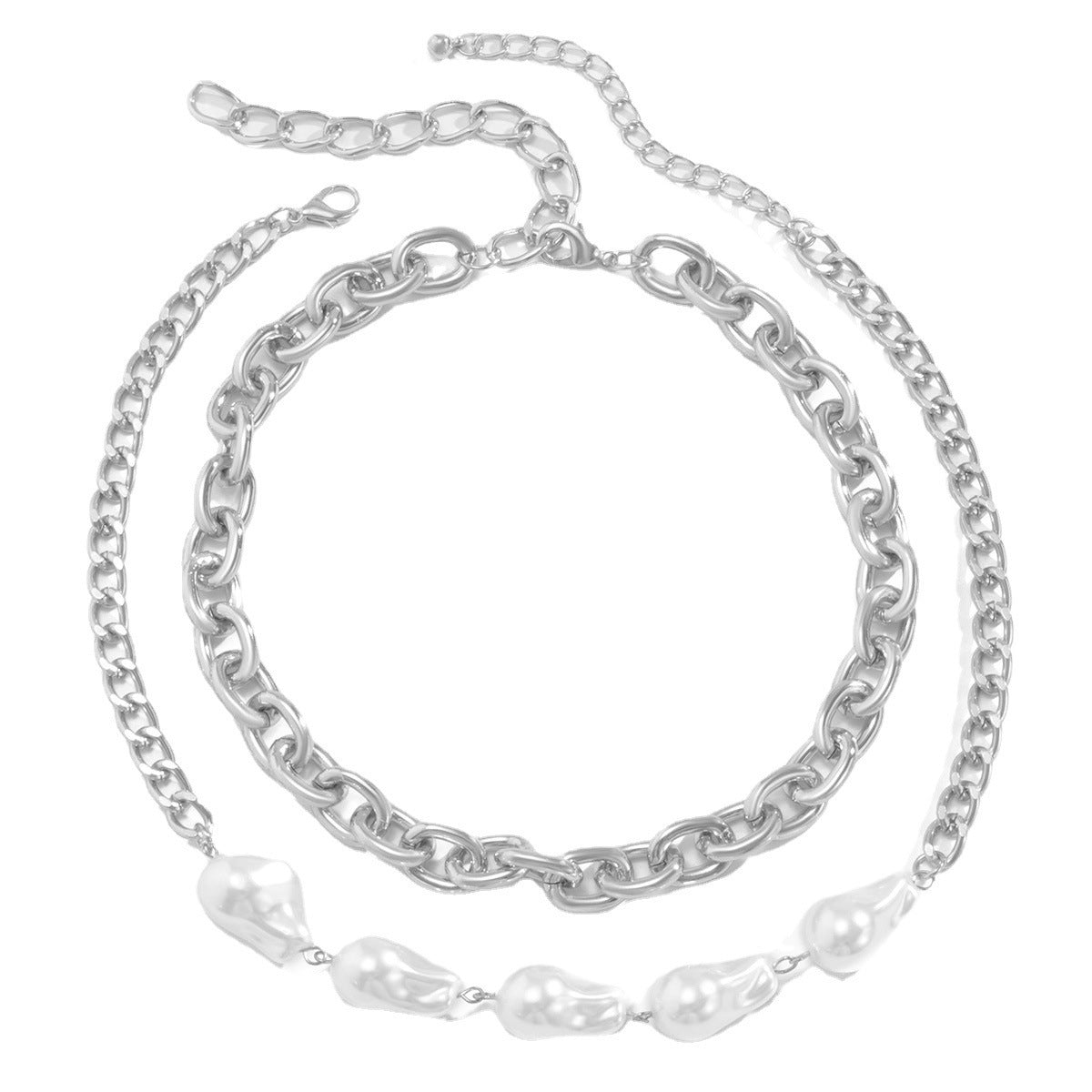 Simple Multi-layer Metal Baroque Pearl Necklace