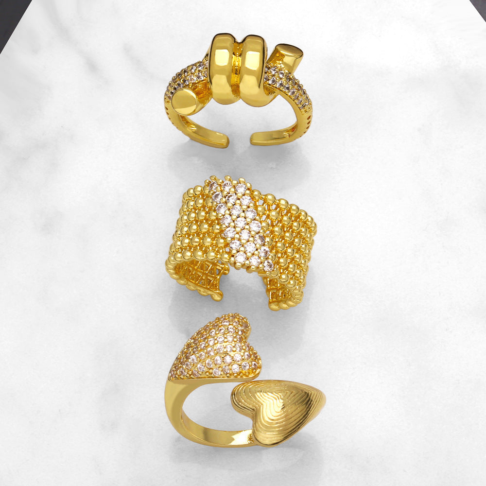 Selling Love Zircon Ring Women's Gold Plated