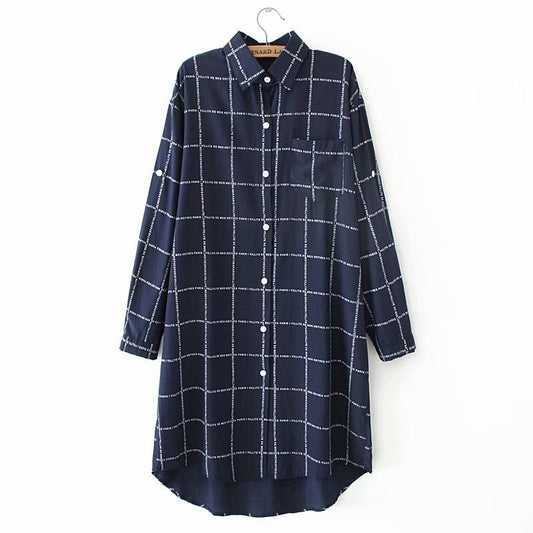 New Mid-length Chiffon Sunscreen Clothing Women Korean Long-sleeved Loose Plaid Thin Coat