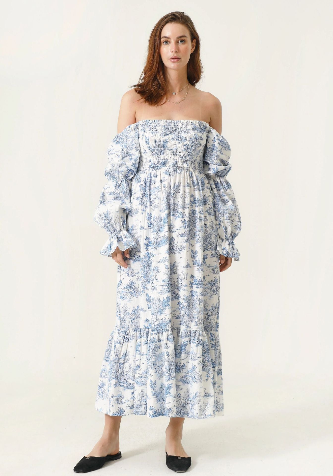 Bell Sleeve Chiffon Dress Women's Clothing