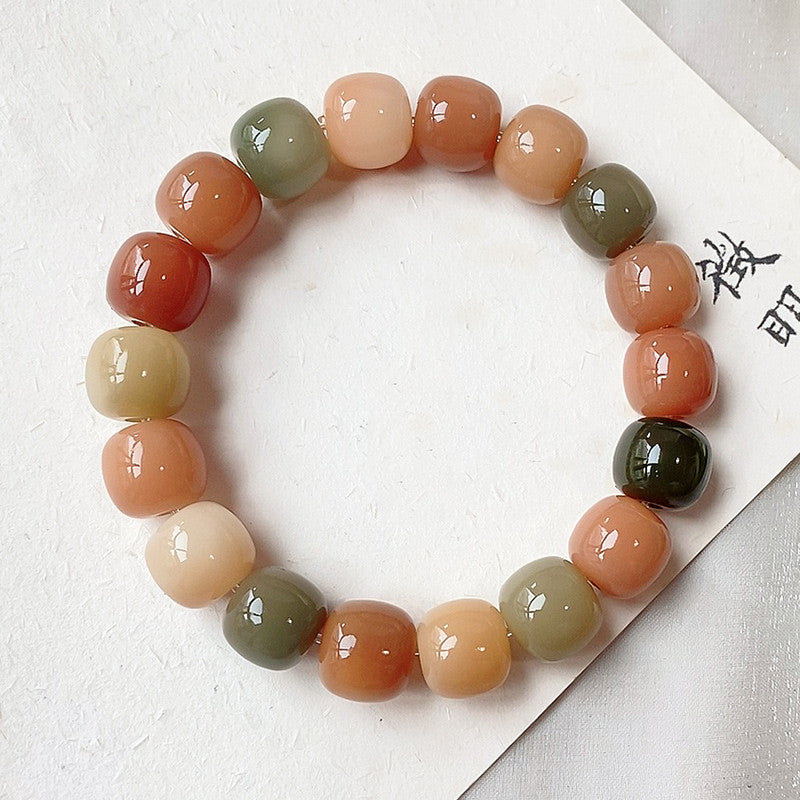Mens Fashion White Jade Bodhi Around The Finger Bracelet