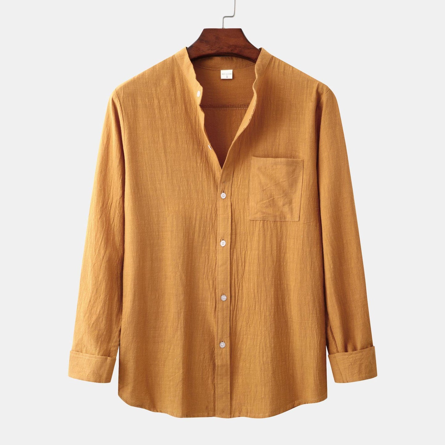 Men's Slim Solid Color Long Sleeve Shirt Casual Pants