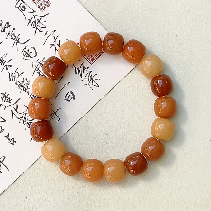 Mens Fashion White Jade Bodhi Around The Finger Bracelet