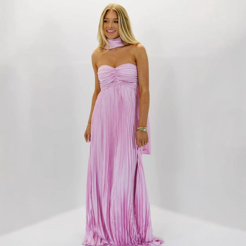 Women's Party Silk-like Pleated Simple Dress