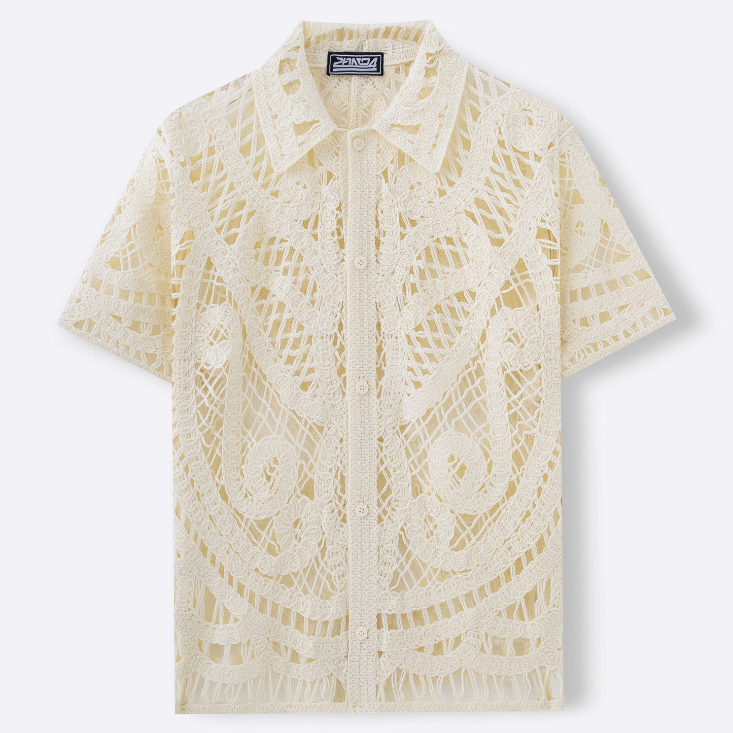 Men's Hollow Sweater Short Sleeved Crochet Cardigan Polo Shirt
