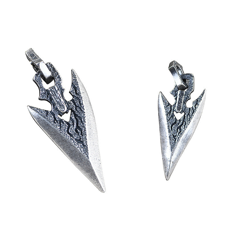 Mens Silver Necklace With Stone Weapon Shape